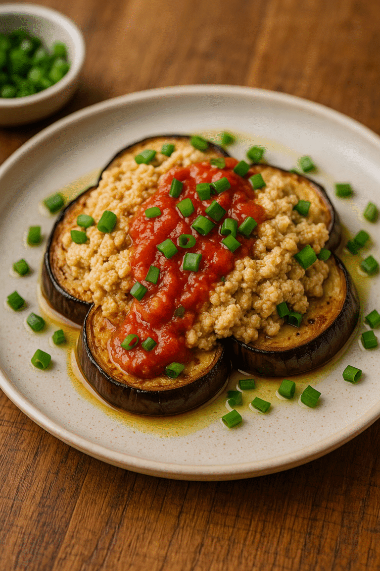 Receita de Berinjela Assada com Pasta de Tofu